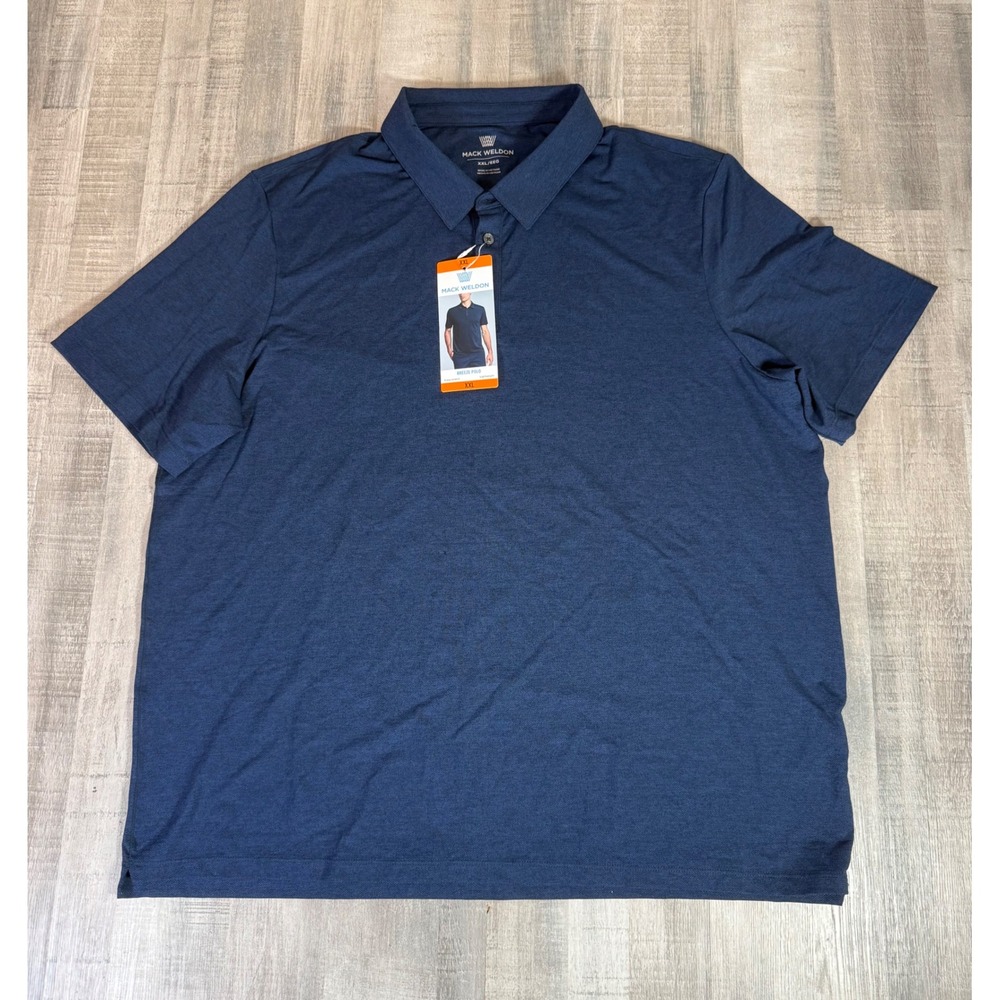 Mack Weldon Breeze Polo Navy Blue Short Sleeve 4-Way Stretch XXL NWT